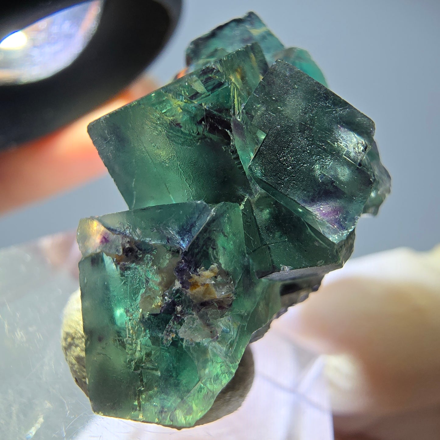 Seltene Phantom Fluorit Würfel Stufe, grün lila Okorusu, Namibia 31*20*19mm