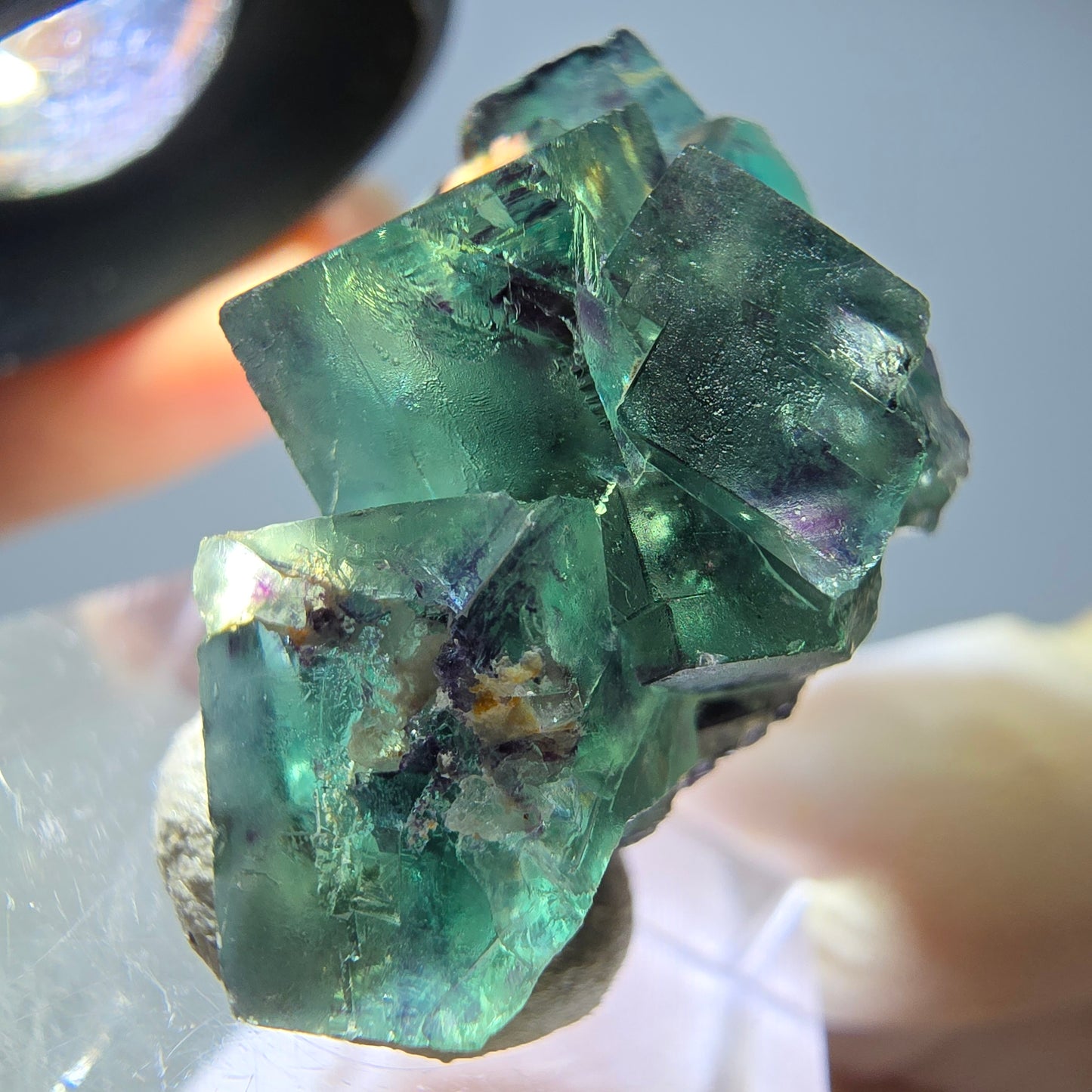 Seltene Phantom Fluorit Würfel Stufe, grün lila Okorusu, Namibia 31*20*19mm