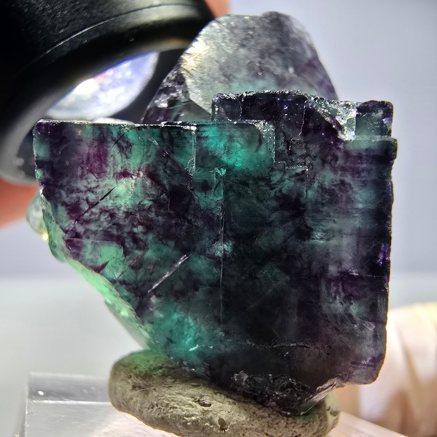 Seltene Phantom Fluorit Würfel Stufe, grün lila Okorusu, Namibia 38*30*24mm
