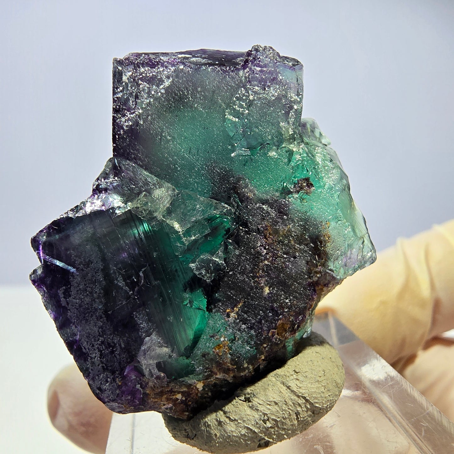 Seltene Phantom Fluorit Würfel Stufe, grün lila Okorusu, Namibia 38*30*24mm