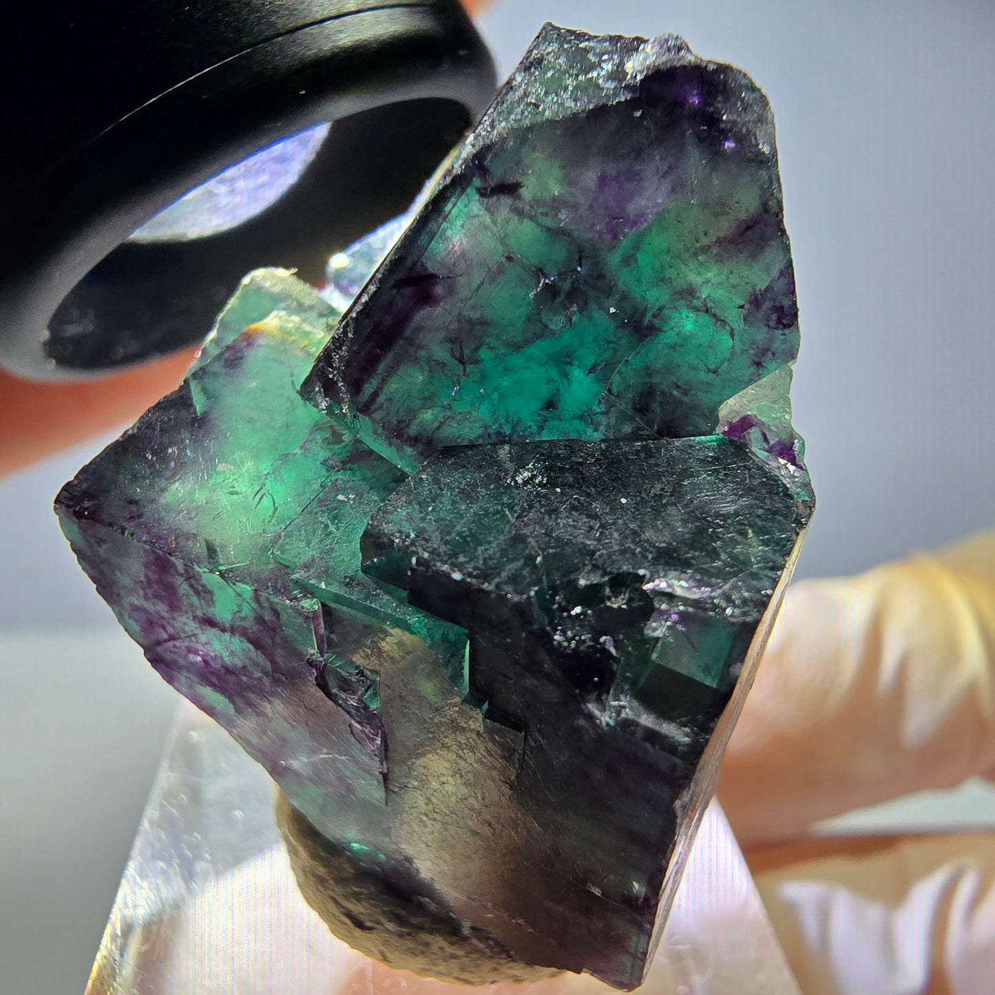 Seltene Phantom Fluorit Würfel Stufe, grün lila Okorusu, Namibia 38*30*24mm