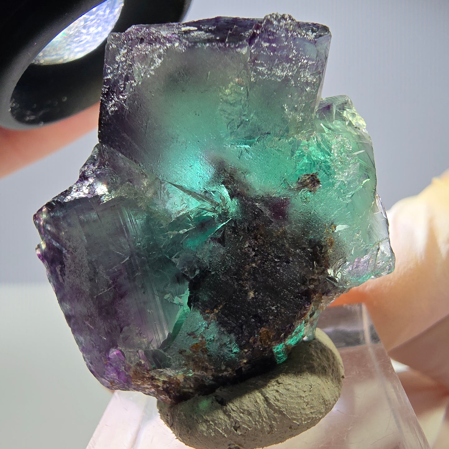 Seltene Phantom Fluorit Würfel Stufe, grün lila Okorusu, Namibia 38*30*24mm