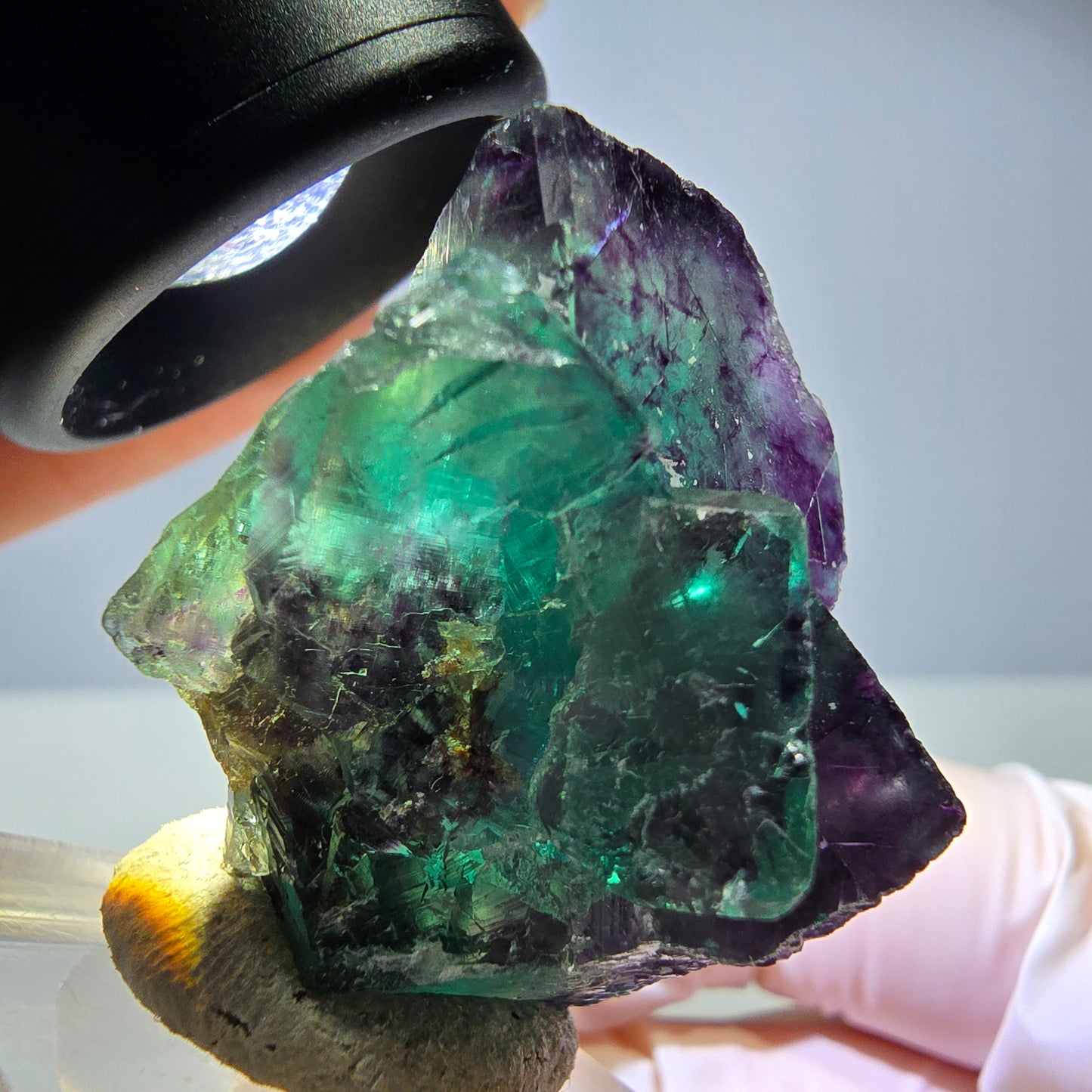 Seltene Phantom Fluorit Würfel Stufe, grün lila Okorusu, Namibia 38*30*24mm