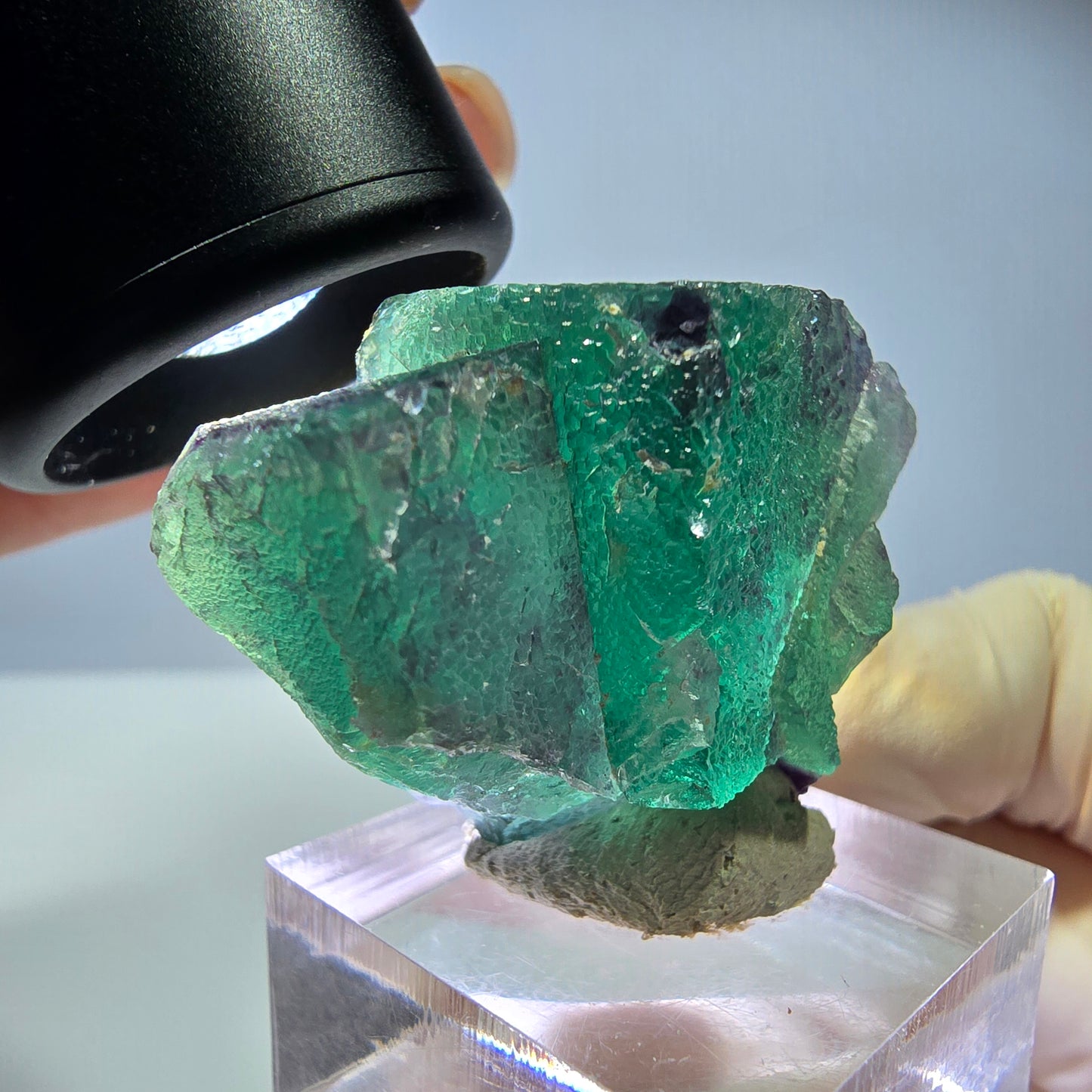 Seltene Phantom Fluorit Würfel Stufe, grün lila Okorusu, Namibia 39*30*17mm