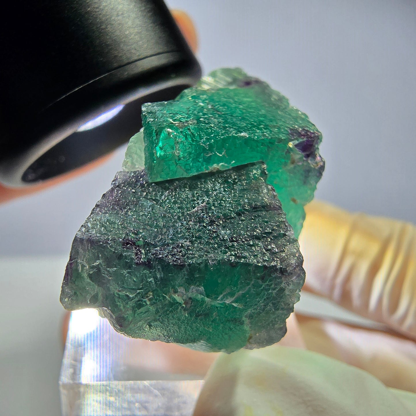 Seltene Phantom Fluorit Würfel Stufe, grün lila Okorusu, Namibia 39*30*17mm