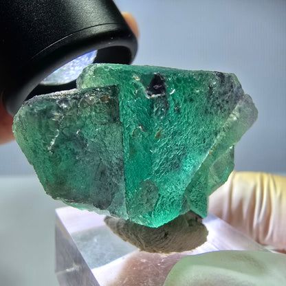 Seltene Phantom Fluorit Würfel Stufe, grün lila Okorusu, Namibia 39*30*17mm