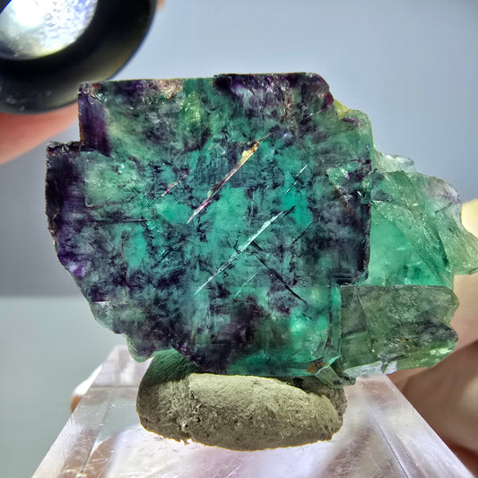 Seltene Phantom Fluorit Würfel Stufe, grün lila Okorusu, Namibia 38*26*12mm