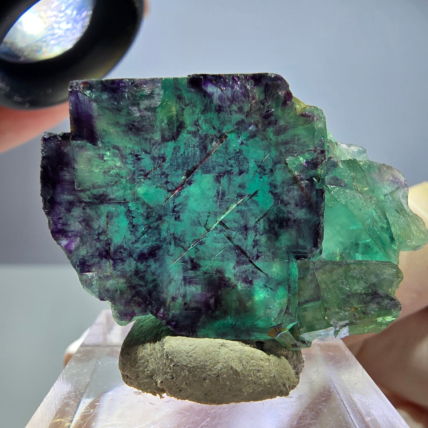 Seltene Phantom Fluorit Würfel Stufe, grün lila Okorusu, Namibia 38*26*12mm