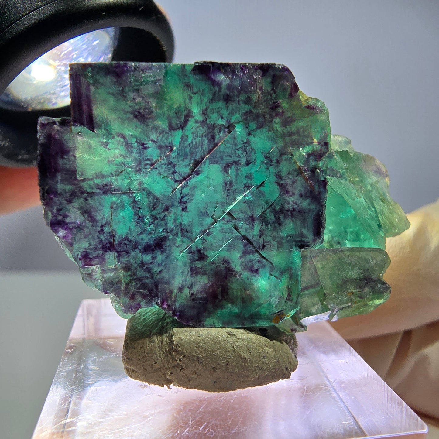 Seltene Phantom Fluorit Würfel Stufe, grün lila Okorusu, Namibia 38*26*12mm