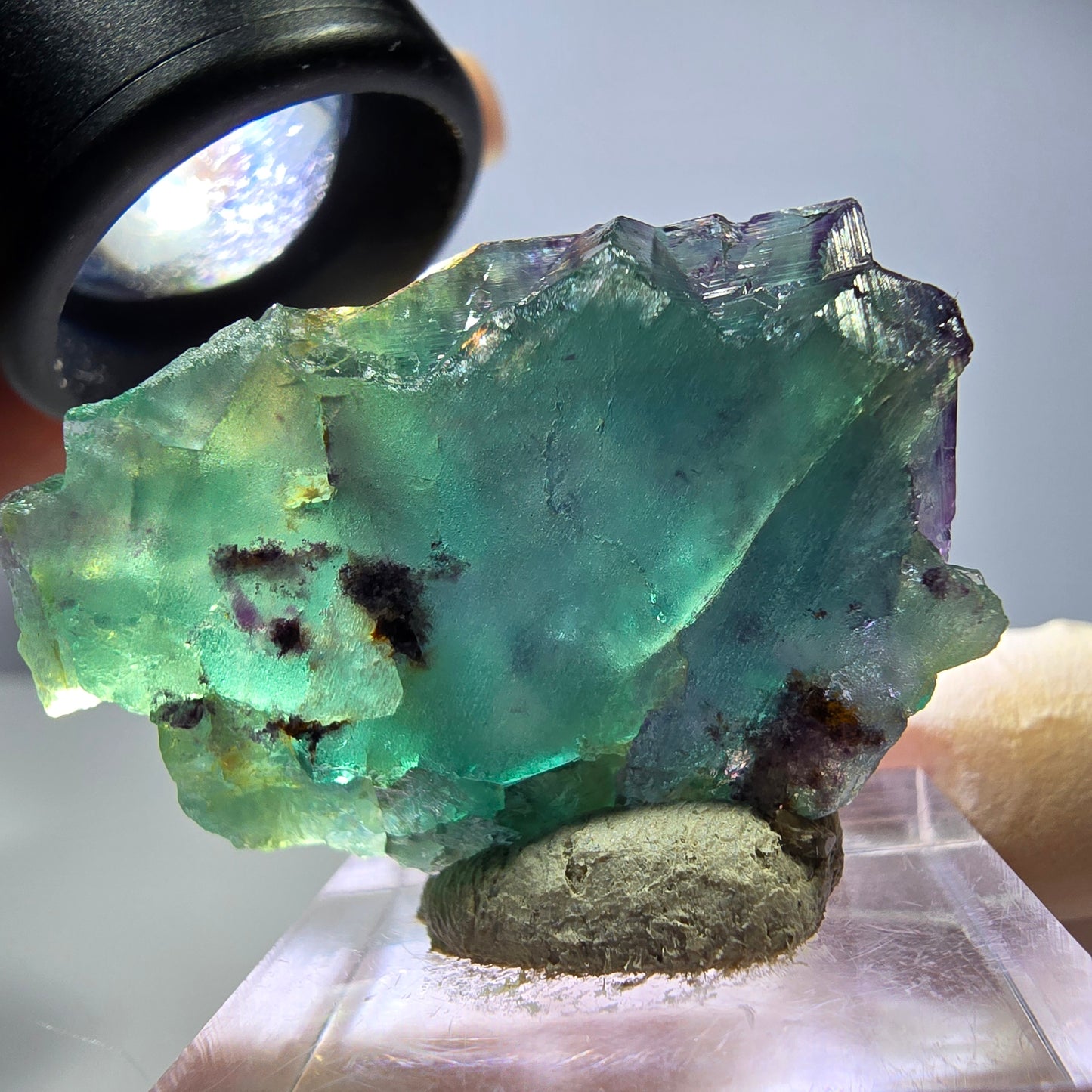 Seltene Phantom Fluorit Würfel Stufe, grün lila Okorusu, Namibia 38*26*12mm