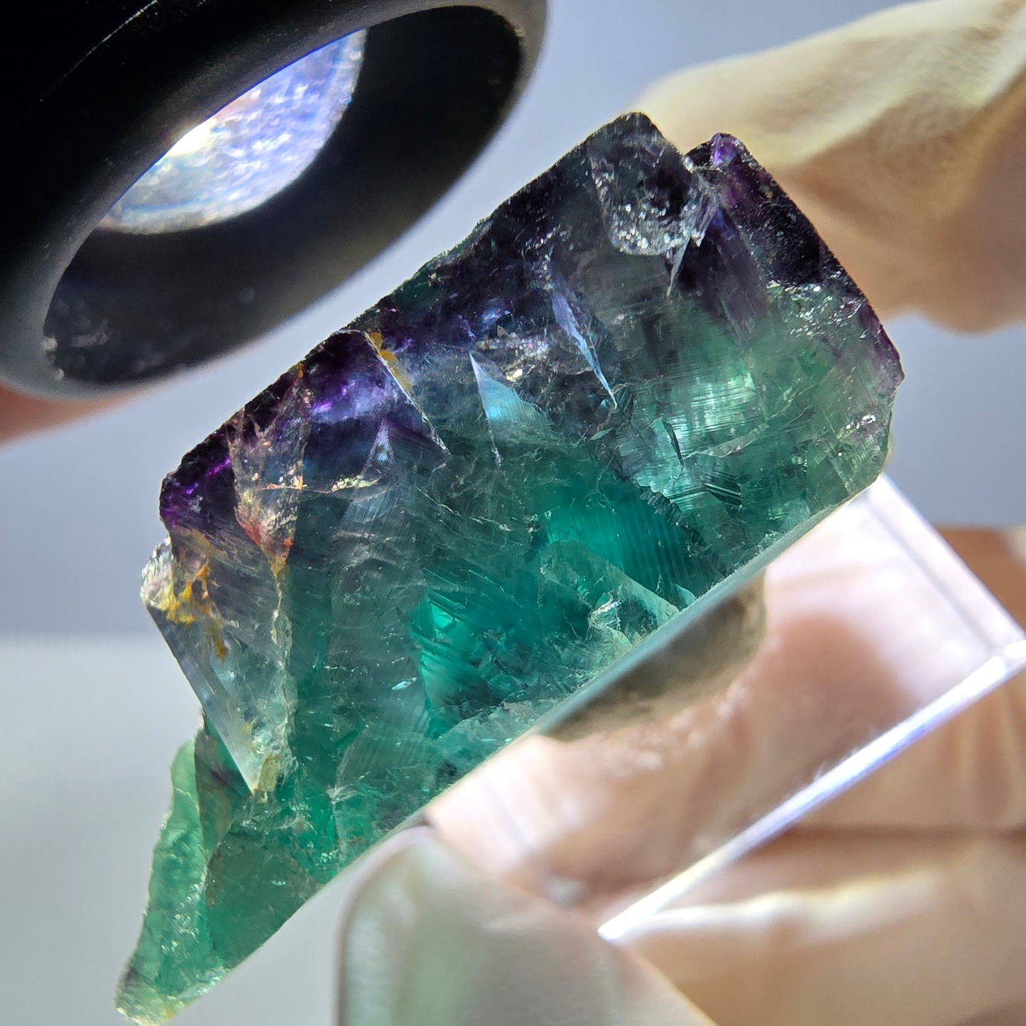 Seltene Phantom Fluorit Würfel Stufe, grün lila Okorusu, Namibia 38*26*12mm