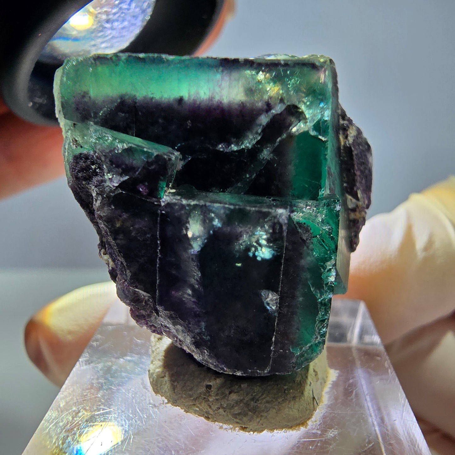 Seltene Phantom Fluorit Würfel Stufe, grün lila Okorusu, Namibia 33*32*19mm