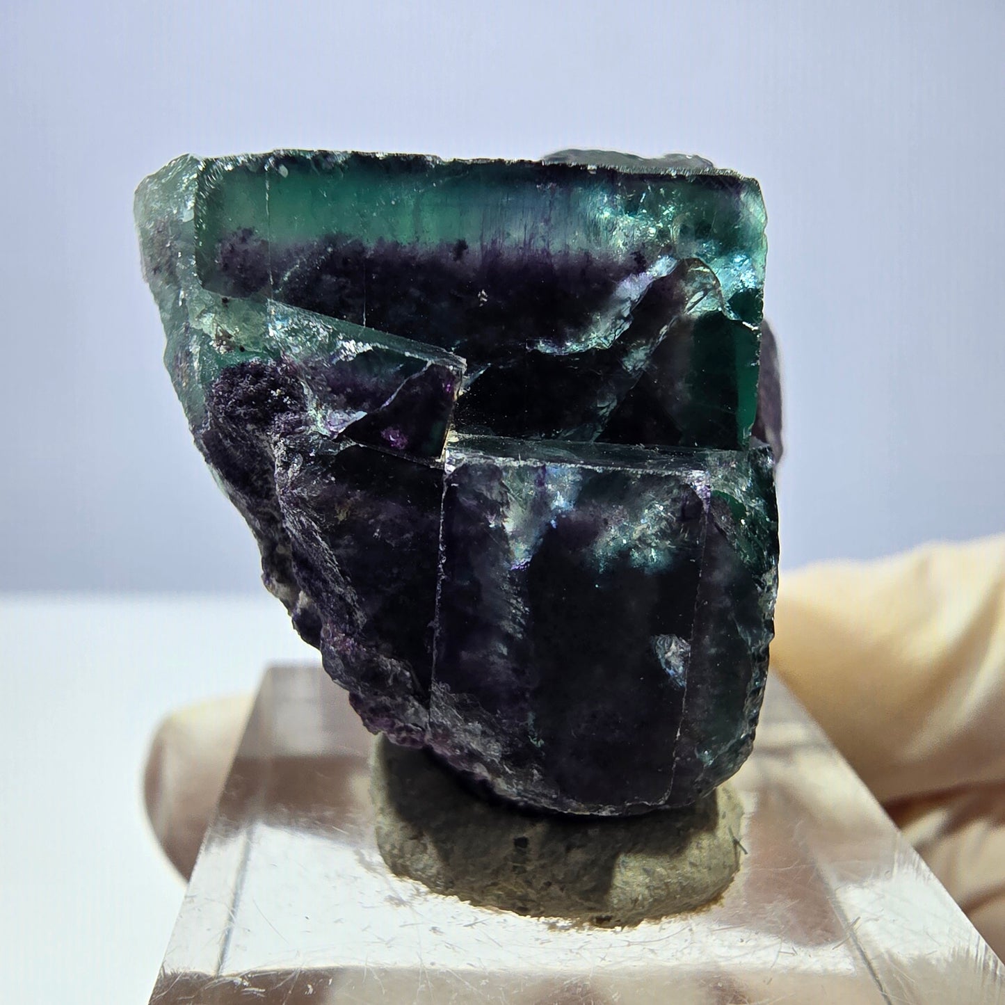 Seltene Phantom Fluorit Würfel Stufe, grün lila Okorusu, Namibia 33*32*19mm