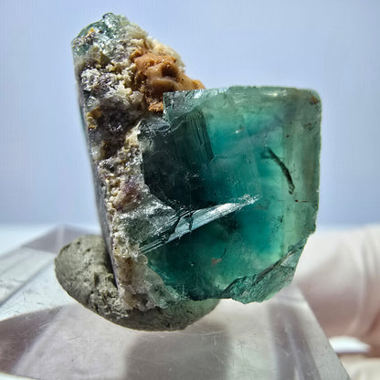 Seltene Phantom Fluorit Würfel Stufe, grün lila Okorusu, Namibia 29*20*20mm