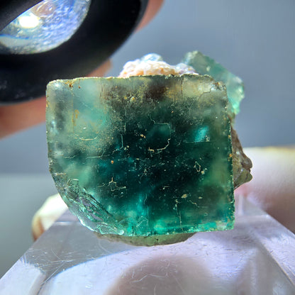 Seltene Phantom Fluorit Würfel Stufe, grün lila Okorusu, Namibia 29*20*20mm