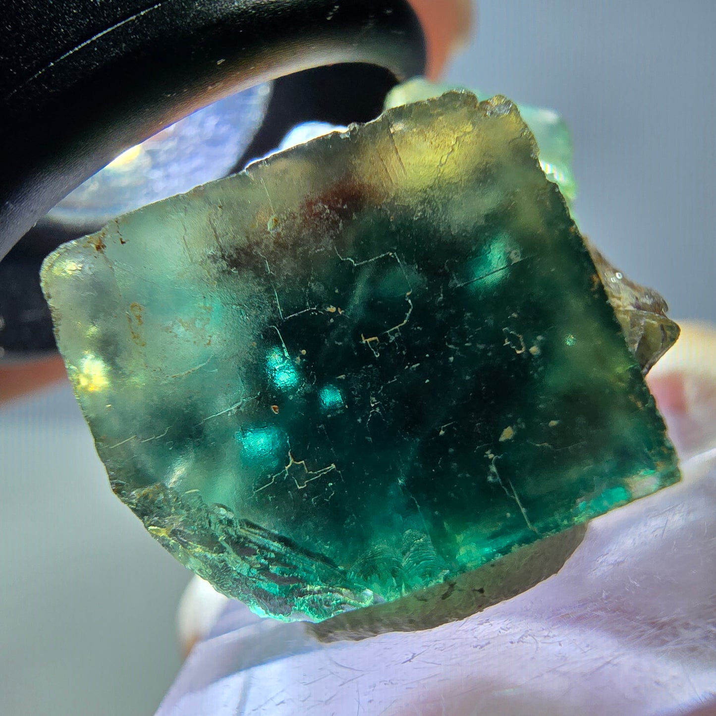 Seltene Phantom Fluorit Würfel Stufe, grün lila Okorusu, Namibia 29*20*20mm