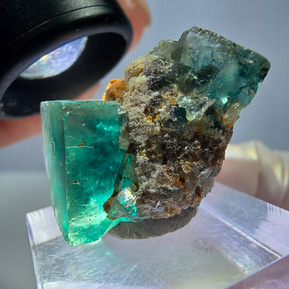 Seltene Phantom Fluorit Würfel Stufe, grün lila Okorusu, Namibia 29*20*20mm