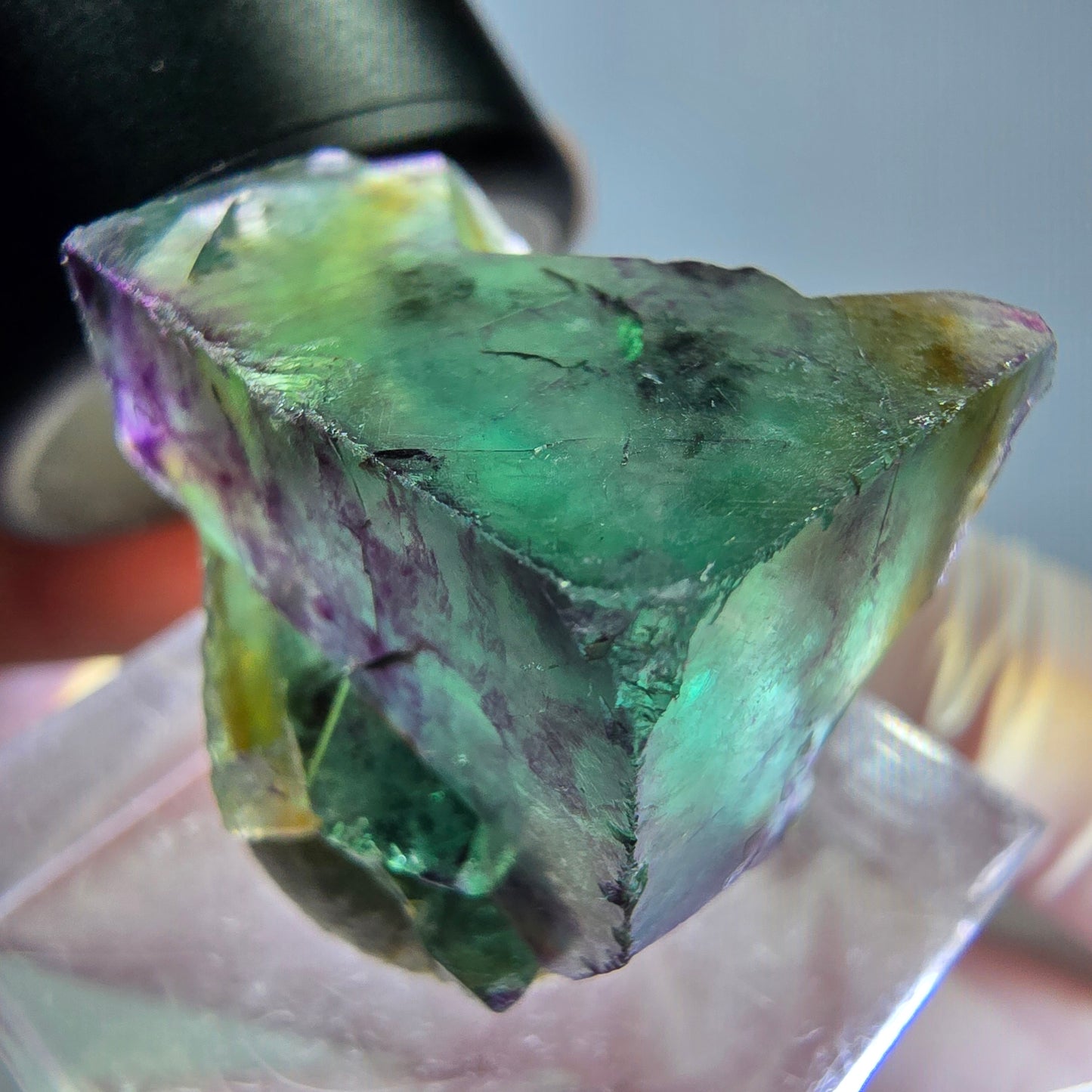 Seltene Phantom Fluorit Würfel Stufe, grün lila Okorusu, Namibia 23*22*15mm