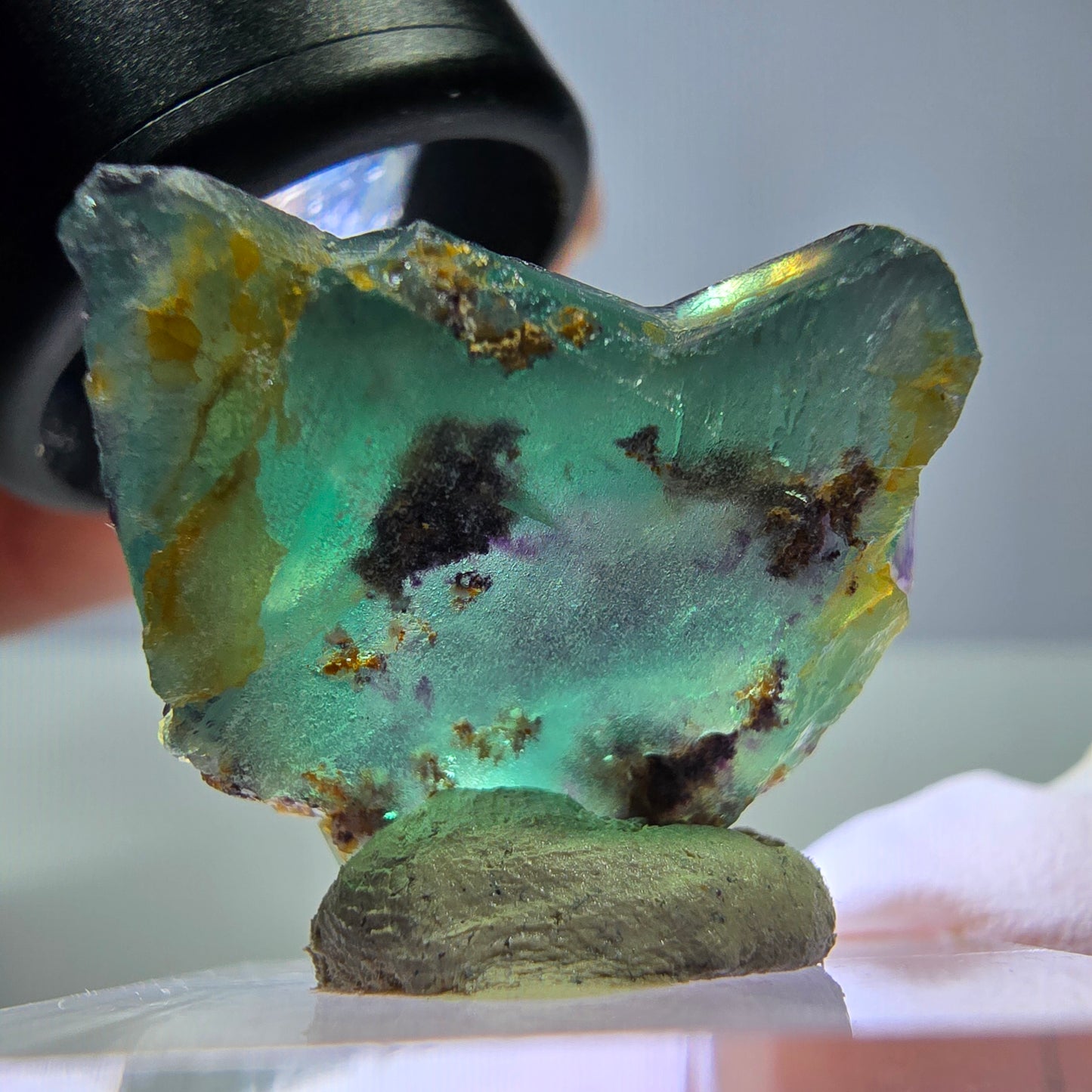 Seltene Phantom Fluorit Würfel Stufe, grün lila Okorusu, Namibia 23*22*15mm