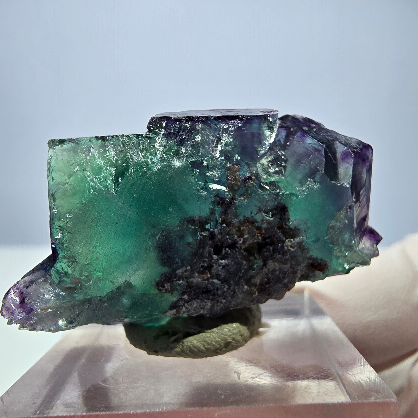 Seltene Phantom Fluorit Würfel Stufe, grün lila Okorusu, Namibia 37*23*14mm