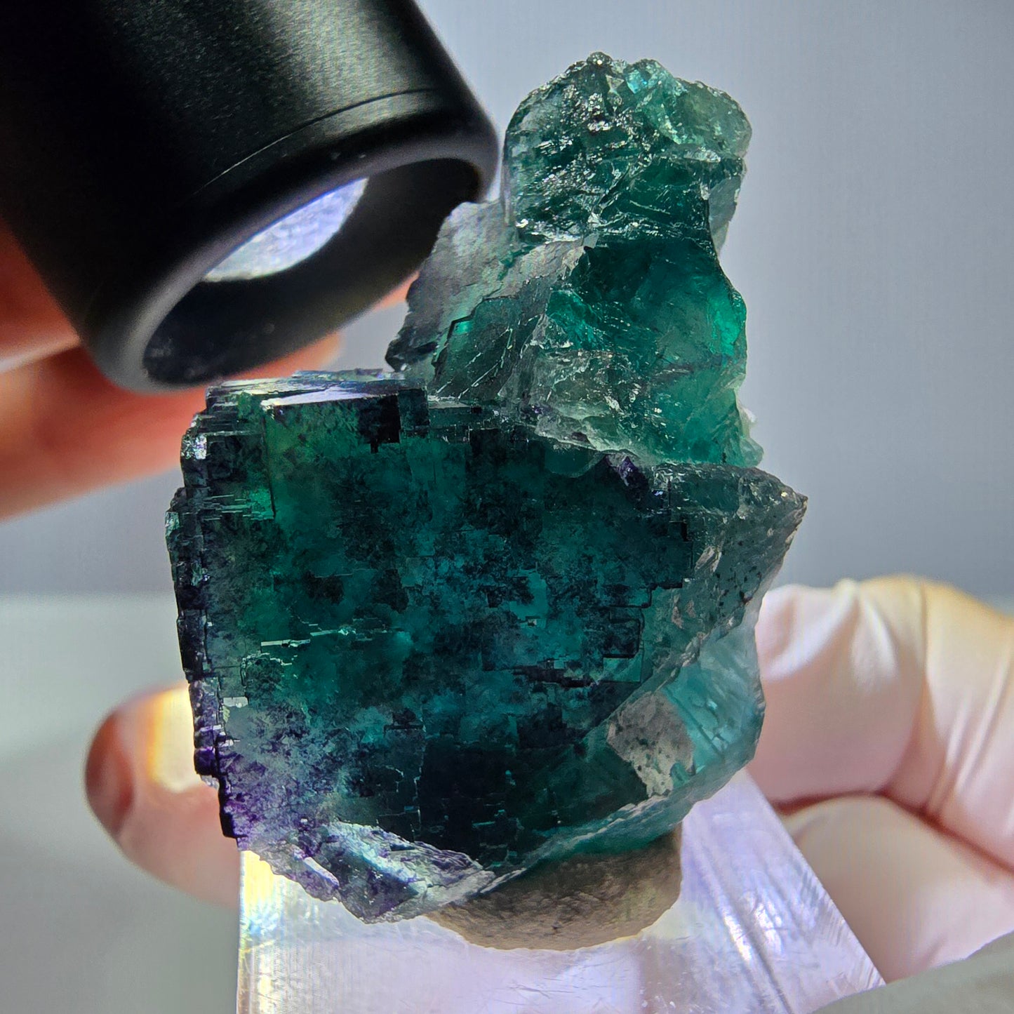 Seltene Phantom Fluorit Würfel Stufe, grün lila Okorusu, Namibia 39*25*24mm