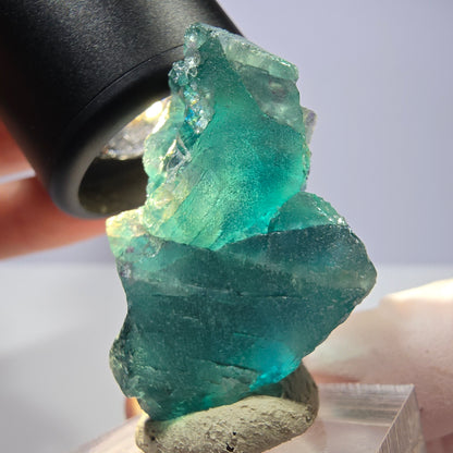 Seltene Phantom Fluorit Würfel Stufe, grün lila Okorusu, Namibia 39*25*24mm