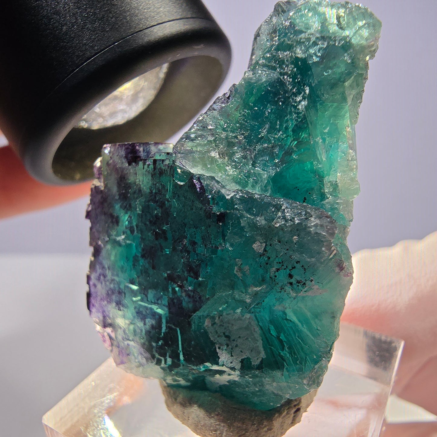 Seltene Phantom Fluorit Würfel Stufe, grün lila Okorusu, Namibia 39*25*24mm