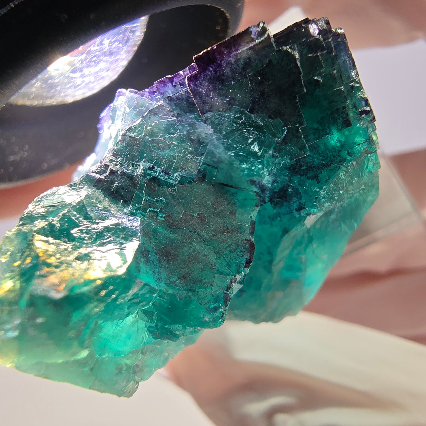 Seltene Phantom Fluorit Würfel Stufe, grün lila Okorusu, Namibia 39*25*24mm