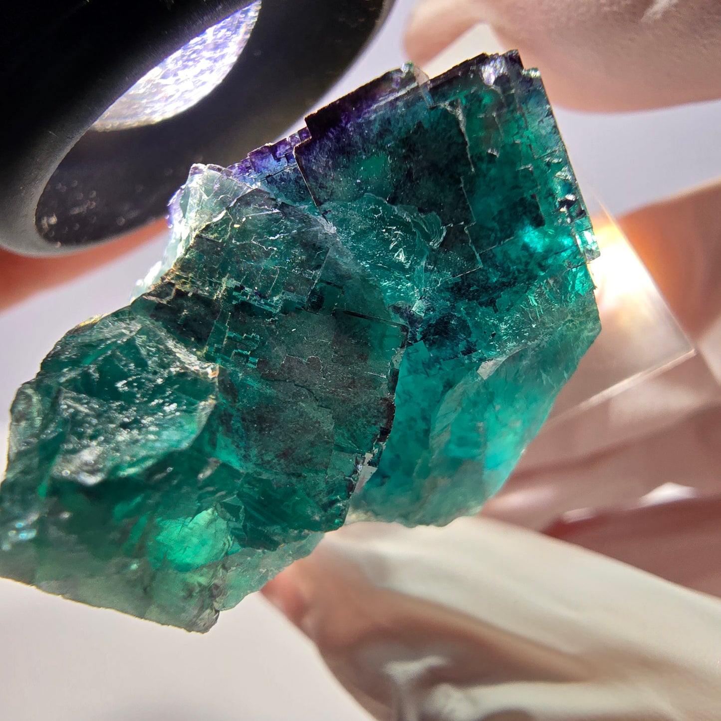 Seltene Phantom Fluorit Würfel Stufe, grün lila Okorusu, Namibia 39*25*24mm