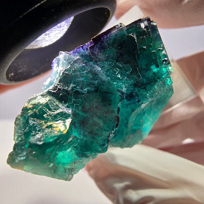 Seltene Phantom Fluorit Würfel Stufe, grün lila Okorusu, Namibia 39*25*24mm