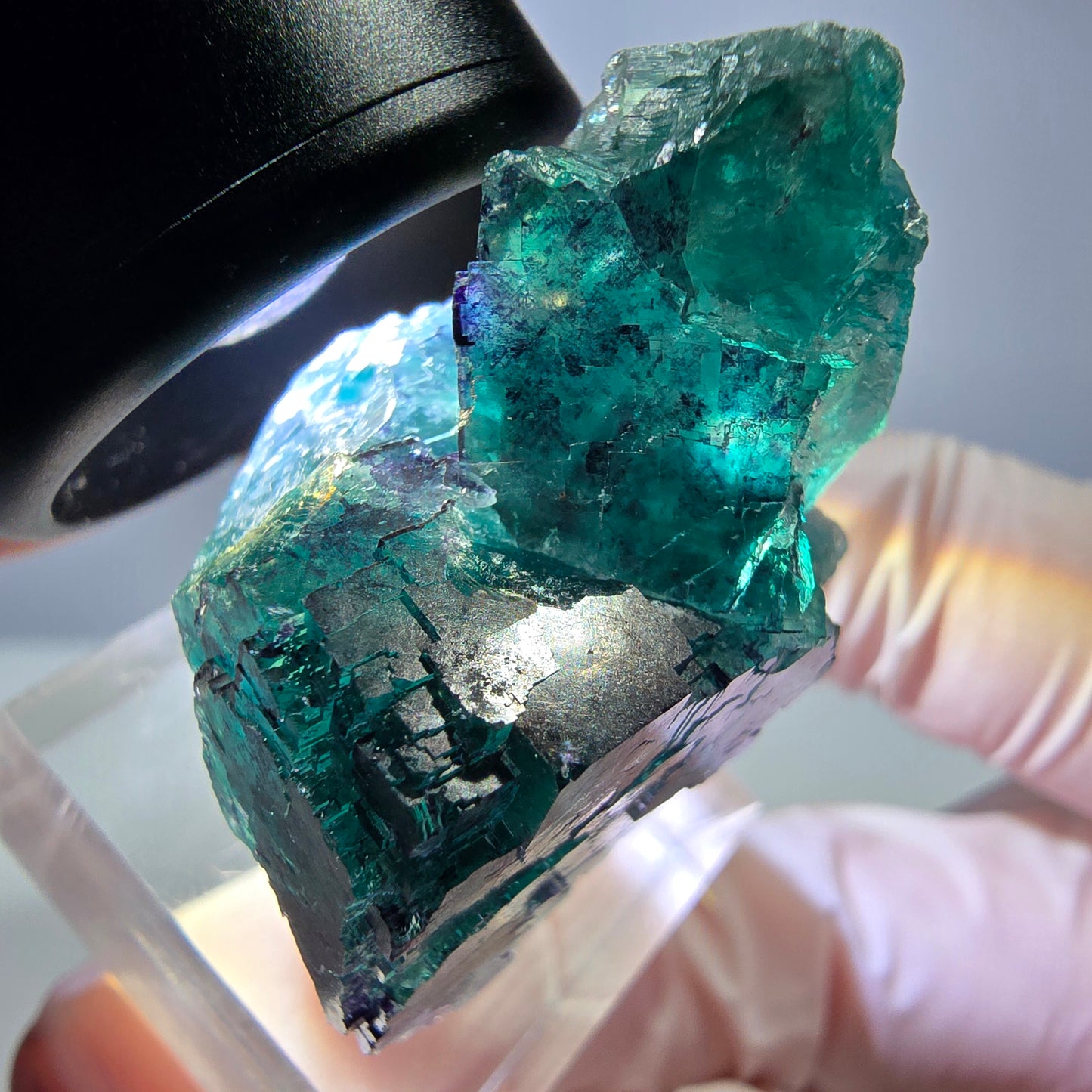 Seltene Phantom Fluorit Würfel Stufe, grün lila Okorusu, Namibia 39*25*24mm