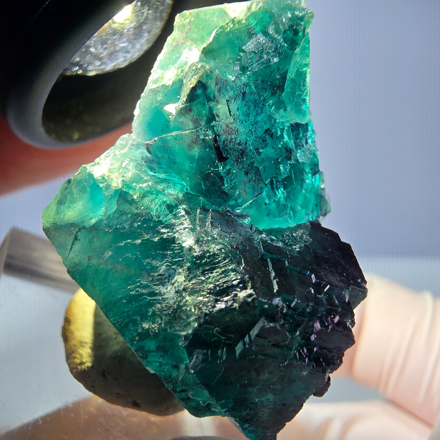 Seltene Phantom Fluorit Würfel Stufe, grün lila Okorusu, Namibia 39*25*24mm