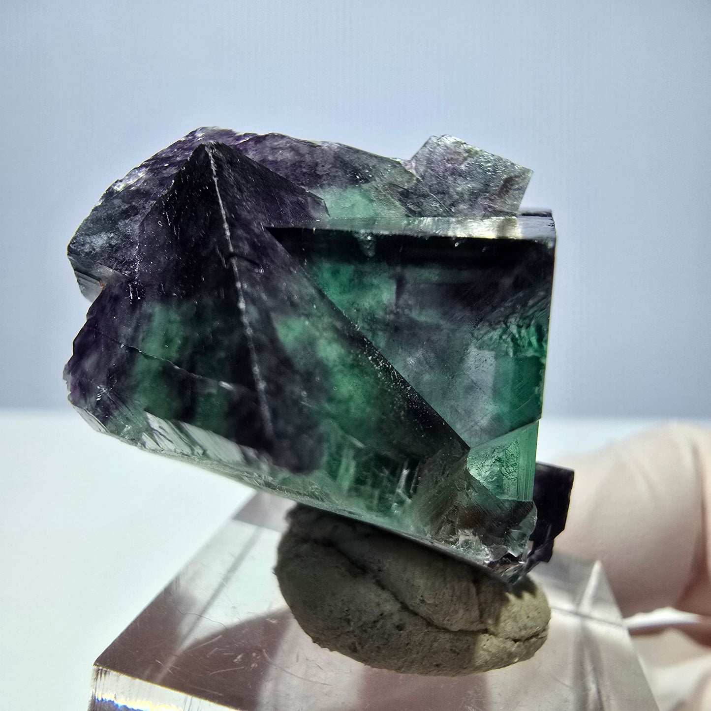 Seltene Phantom Fluorit Würfel Stufe, grün lila Okorusu, Namibia 36*24*23mm
