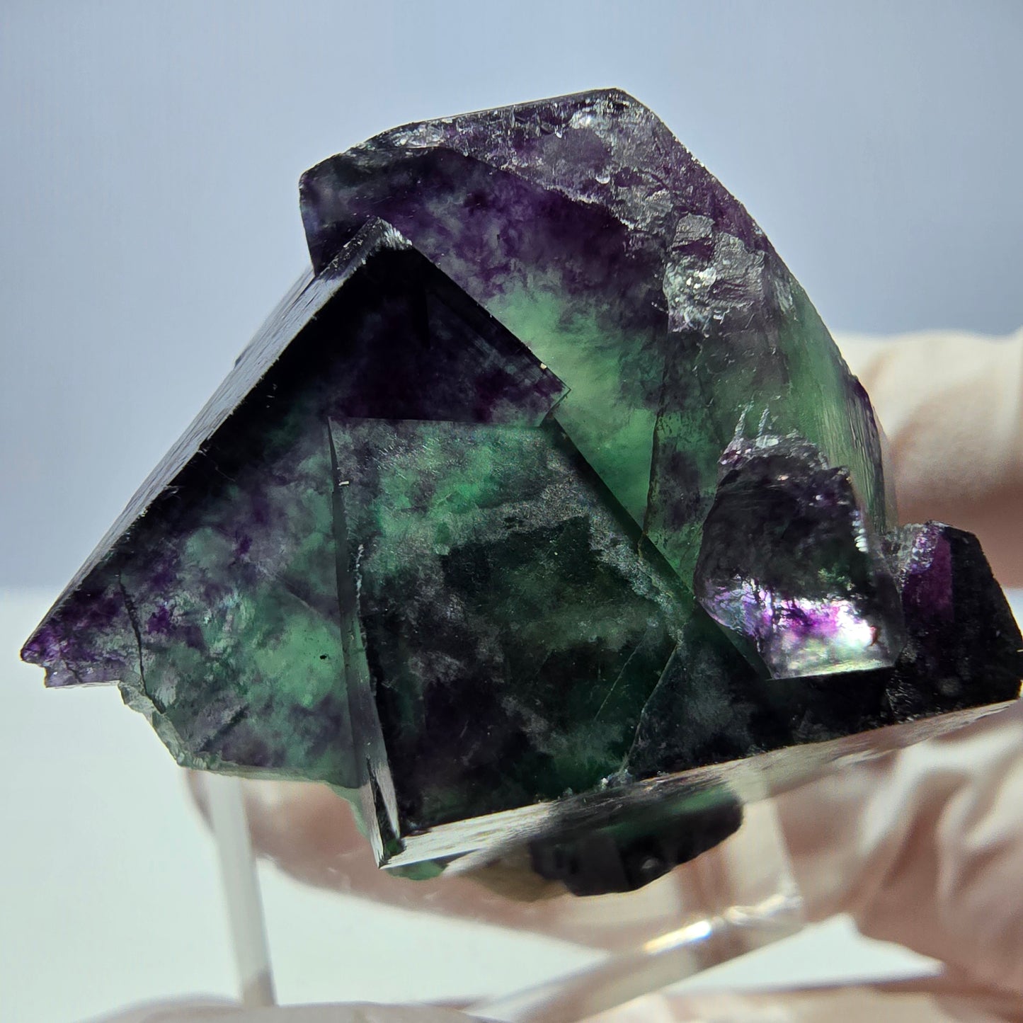 Seltene Phantom Fluorit Würfel Stufe, grün lila Okorusu, Namibia 36*24*23mm