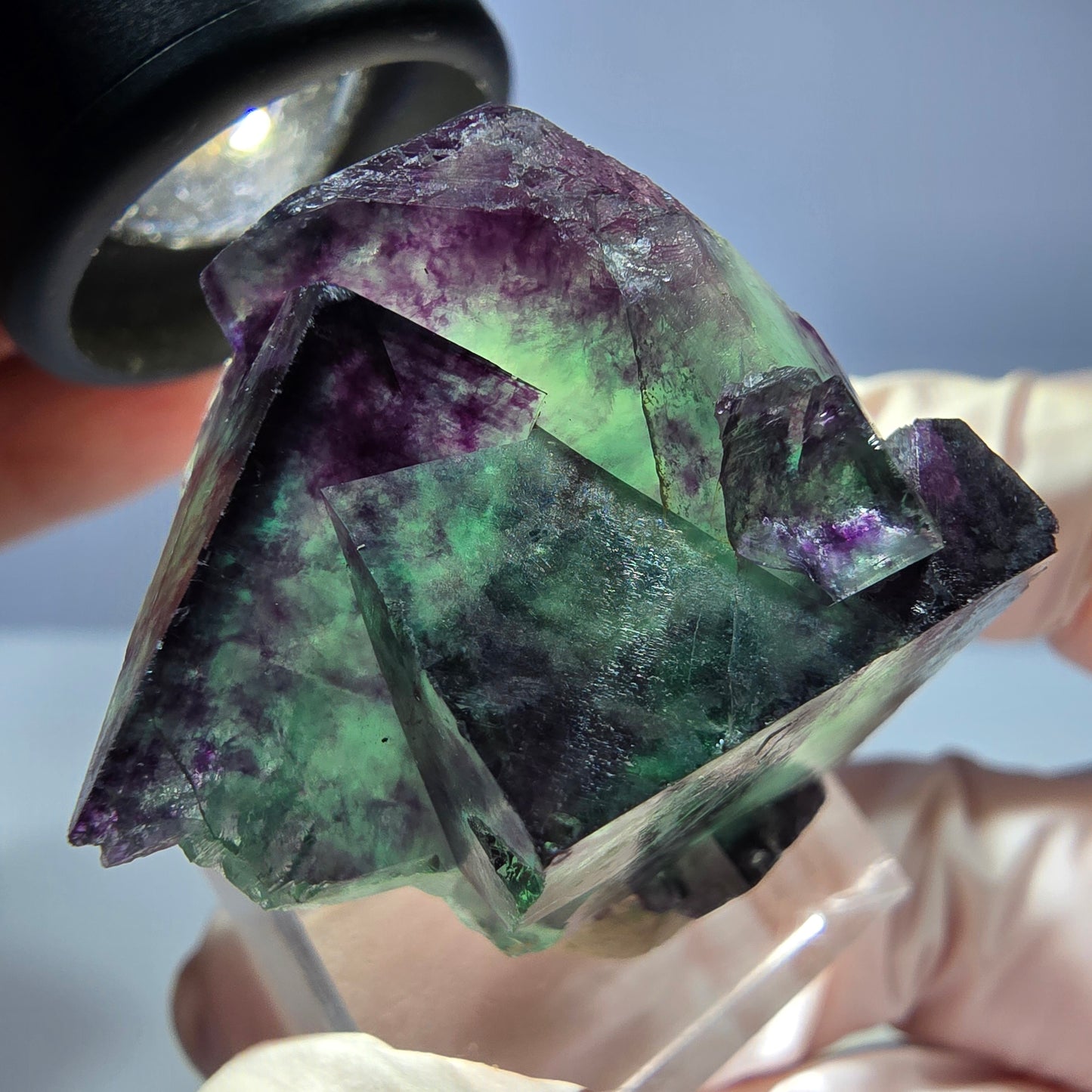 Seltene Phantom Fluorit Würfel Stufe, grün lila Okorusu, Namibia 36*24*23mm