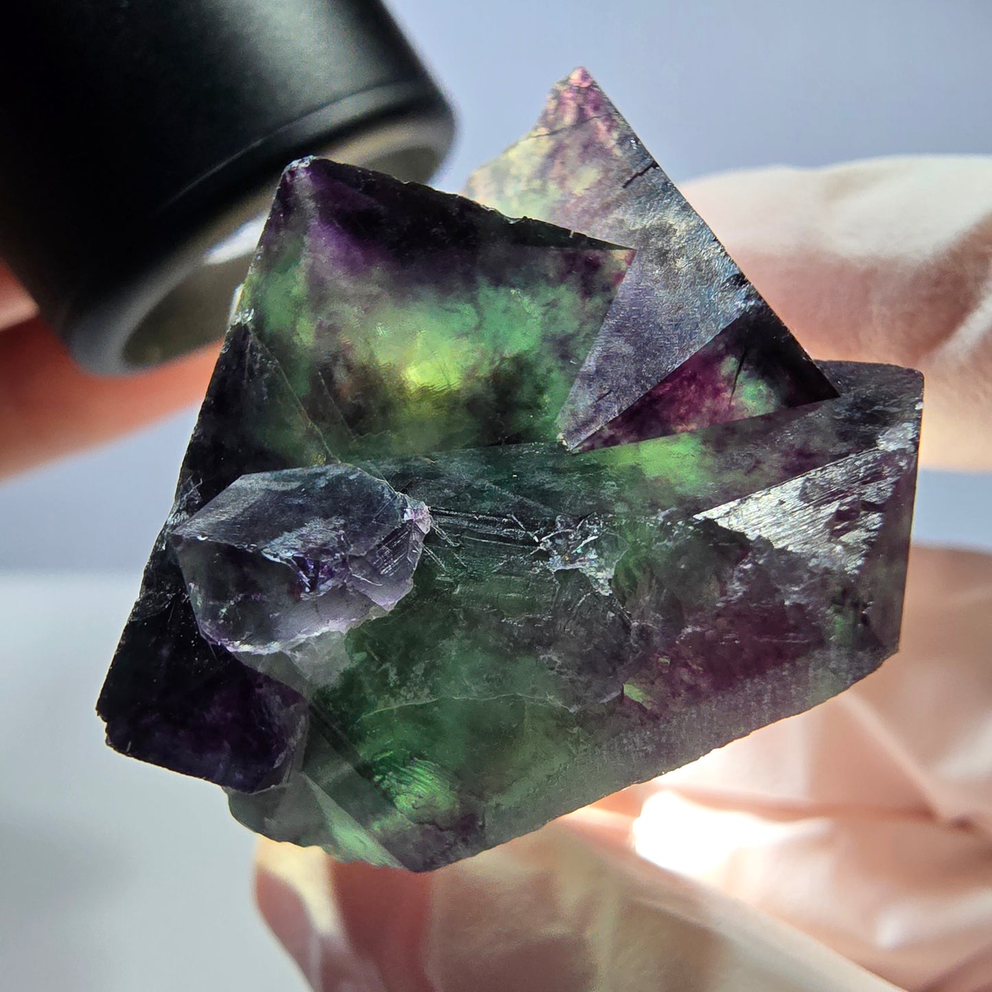 Seltene Phantom Fluorit Würfel Stufe, grün lila Okorusu, Namibia 36*24*23mm