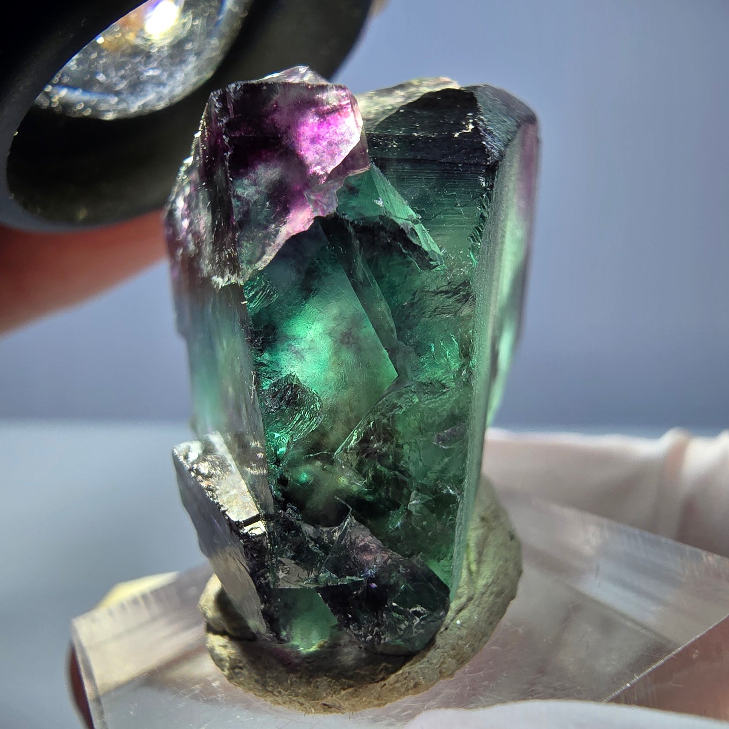 Seltene Phantom Fluorit Würfel Stufe, grün lila Okorusu, Namibia 36*24*23mm