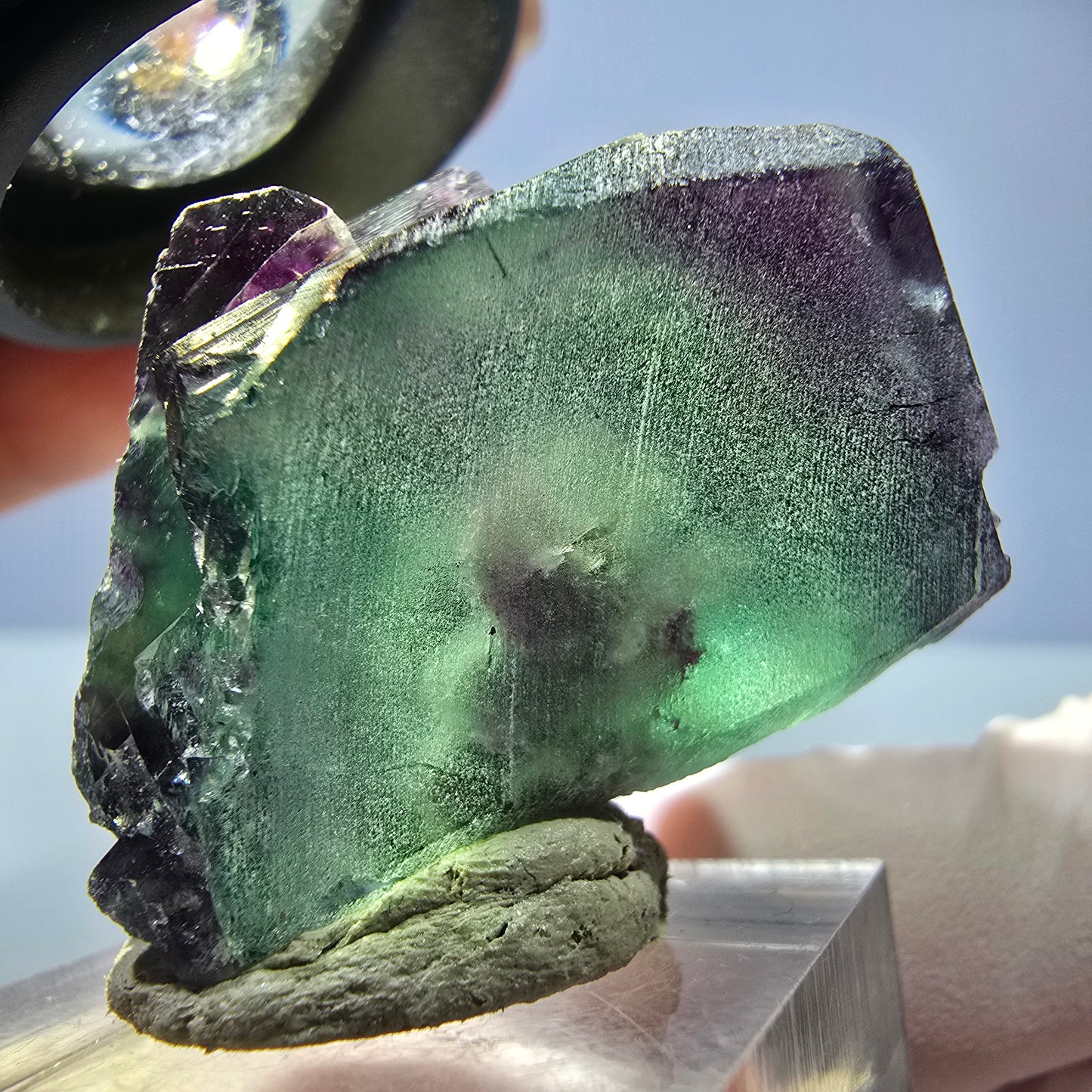 Seltene Phantom Fluorit Würfel Stufe, grün lila Okorusu, Namibia 36*24*23mm