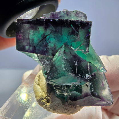 Seltene Phantom Fluorit Würfel Stufe, grün lila Okorusu, Namibia 39*26*21mm