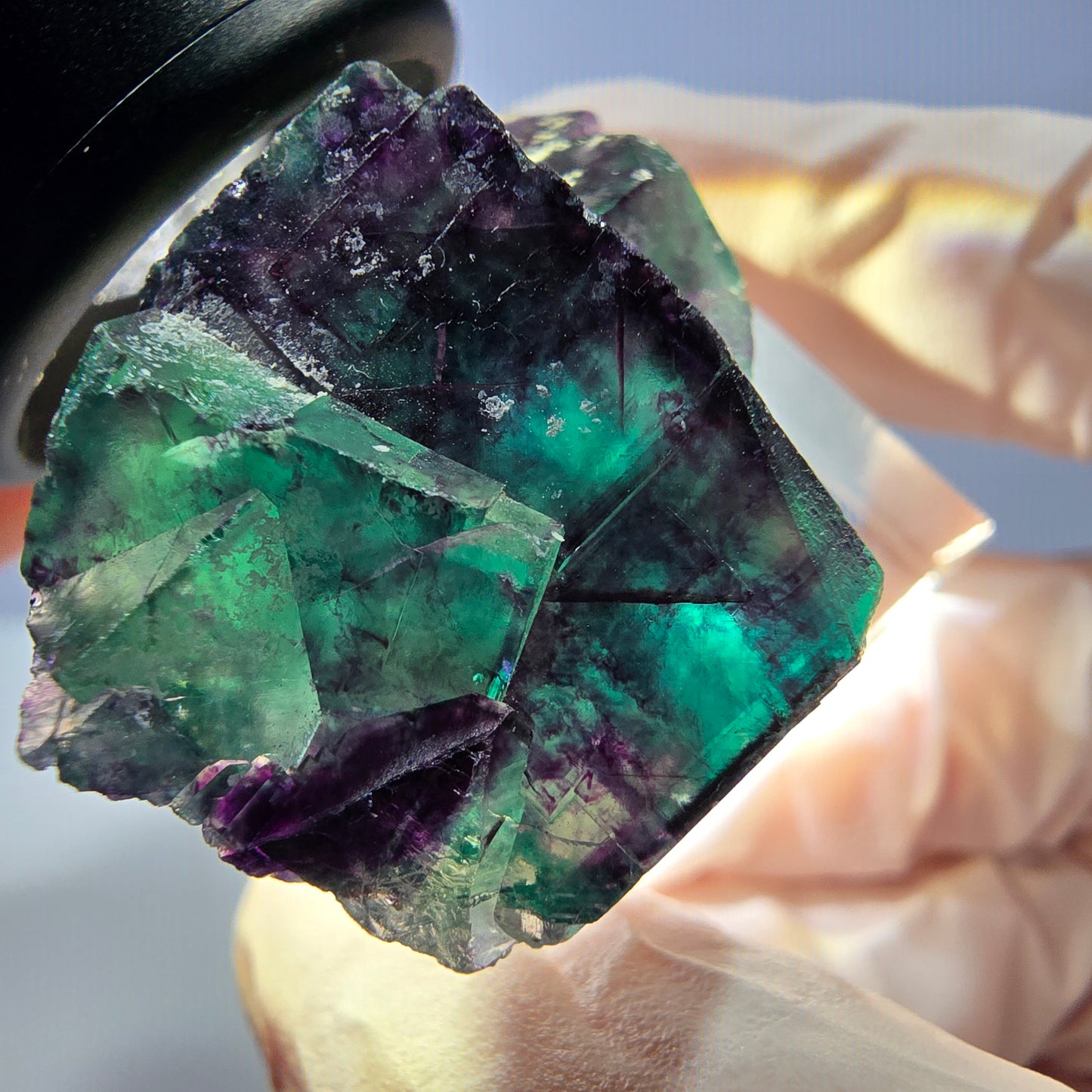 Seltene Phantom Fluorit Würfel Stufe, grün lila Okorusu, Namibia 39*26*21mm