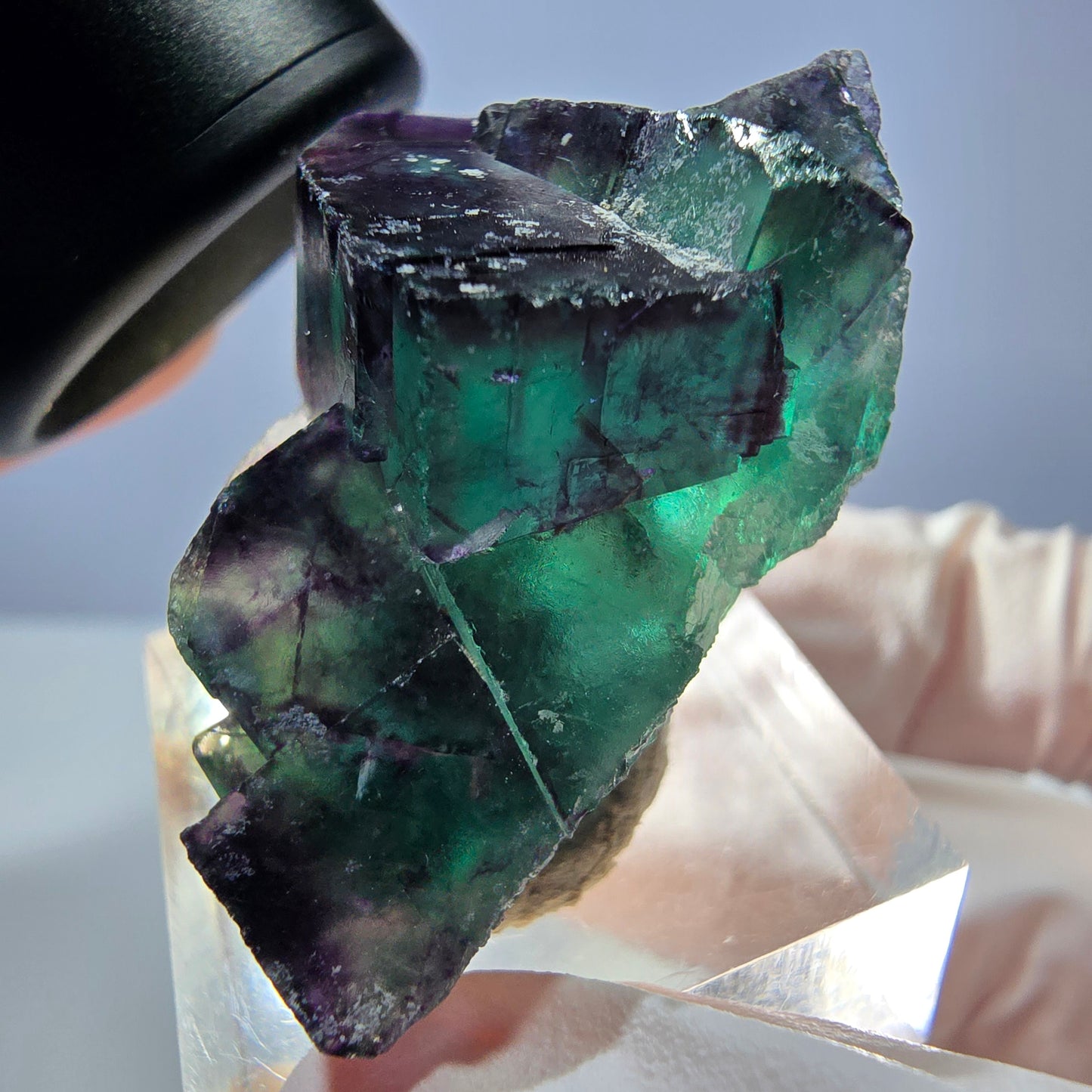 Seltene Phantom Fluorit Würfel Stufe, grün lila Okorusu, Namibia 39*26*21mm