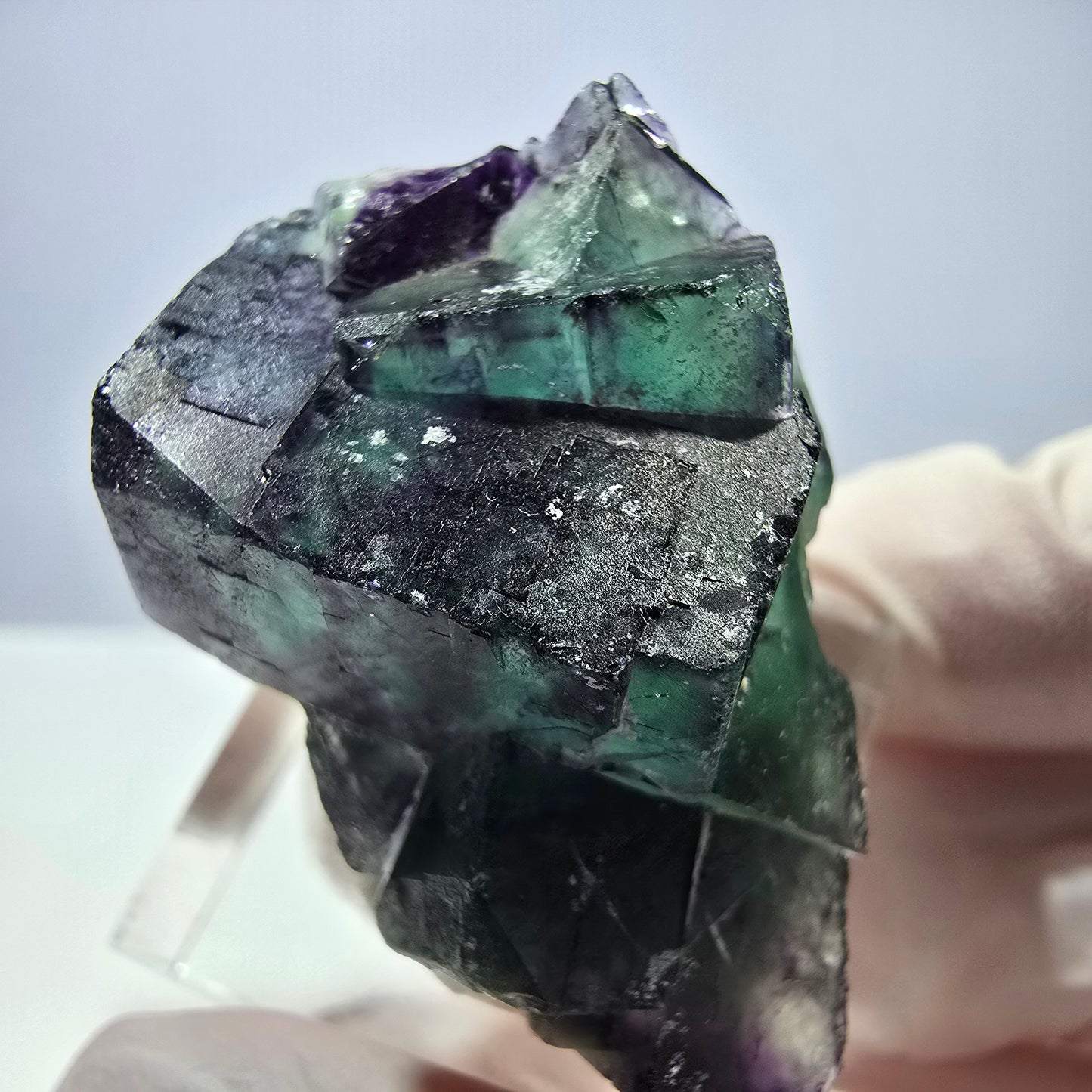 Seltene Phantom Fluorit Würfel Stufe, grün lila Okorusu, Namibia 39*26*21mm