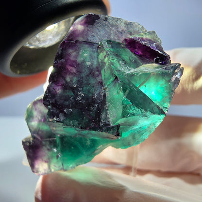 Seltene Phantom Fluorit Würfel Stufe, grün lila Okorusu, Namibia 39*26*21mm