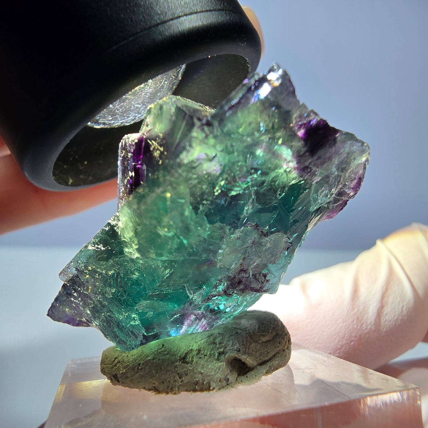 Seltene Phantom Fluorit Würfel Stufe, grün lila Okorusu, Namibia 39*26*21mm