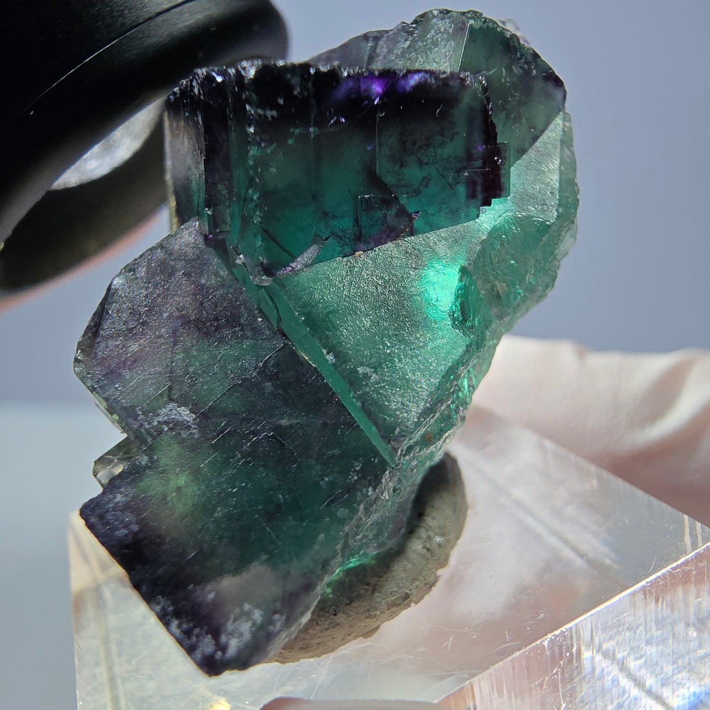 Seltene Phantom Fluorit Würfel Stufe, grün lila Okorusu, Namibia 39*26*21mm