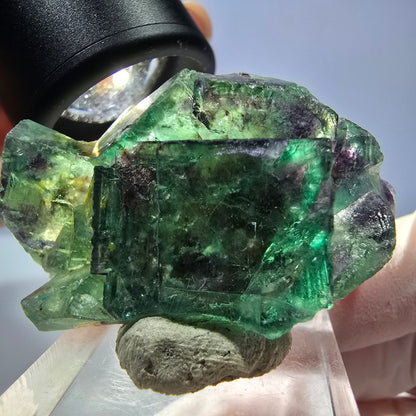 Seltene Phantom Fluorit Würfel Stufe, grün lila Okorusu, Namibia 46*30*20mm