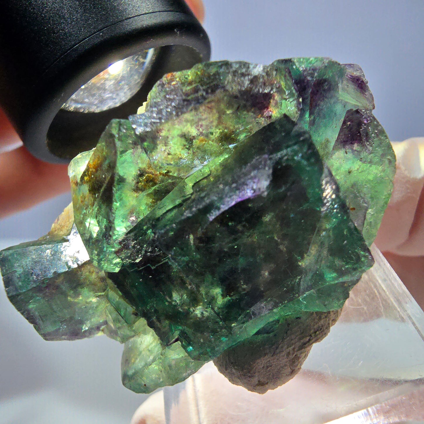 Seltene Phantom Fluorit Würfel Stufe, grün lila Okorusu, Namibia 46*30*20mm