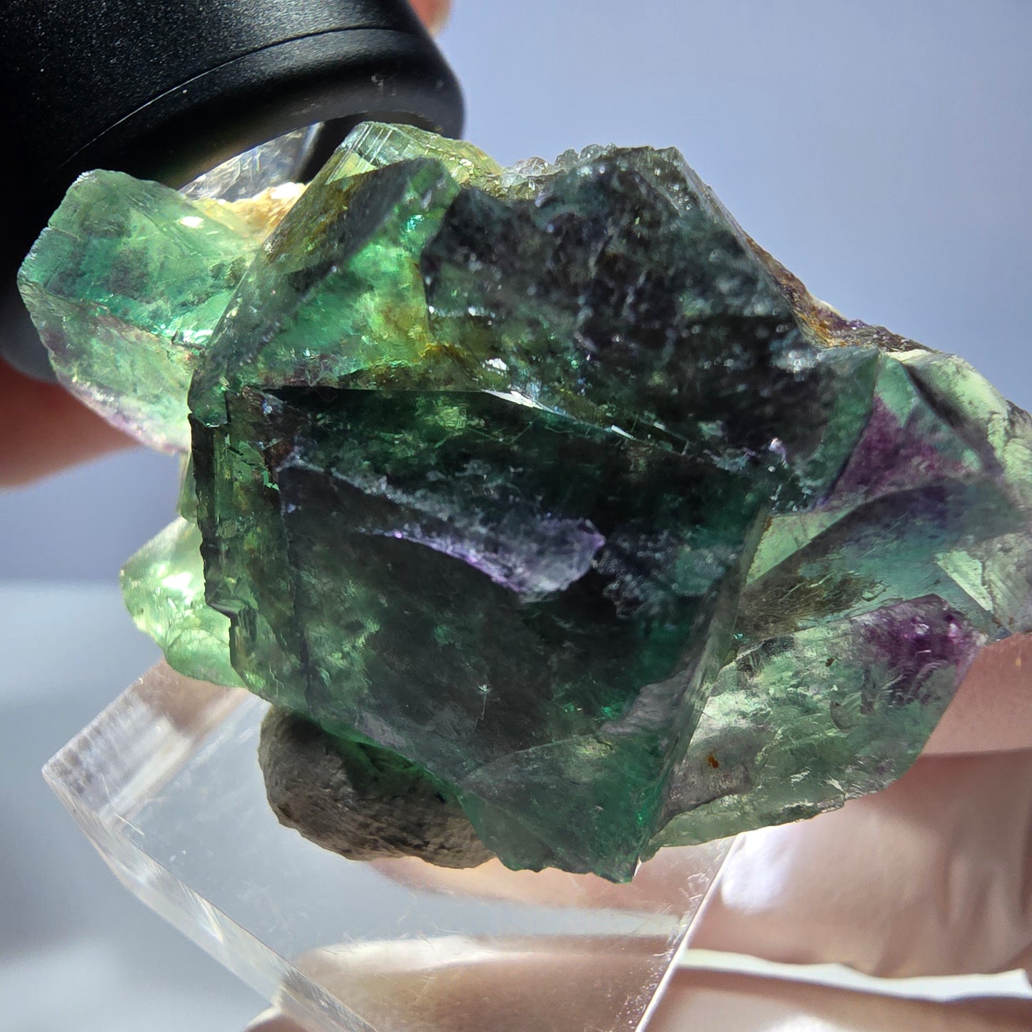 Seltene Phantom Fluorit Würfel Stufe, grün lila Okorusu, Namibia 46*30*20mm