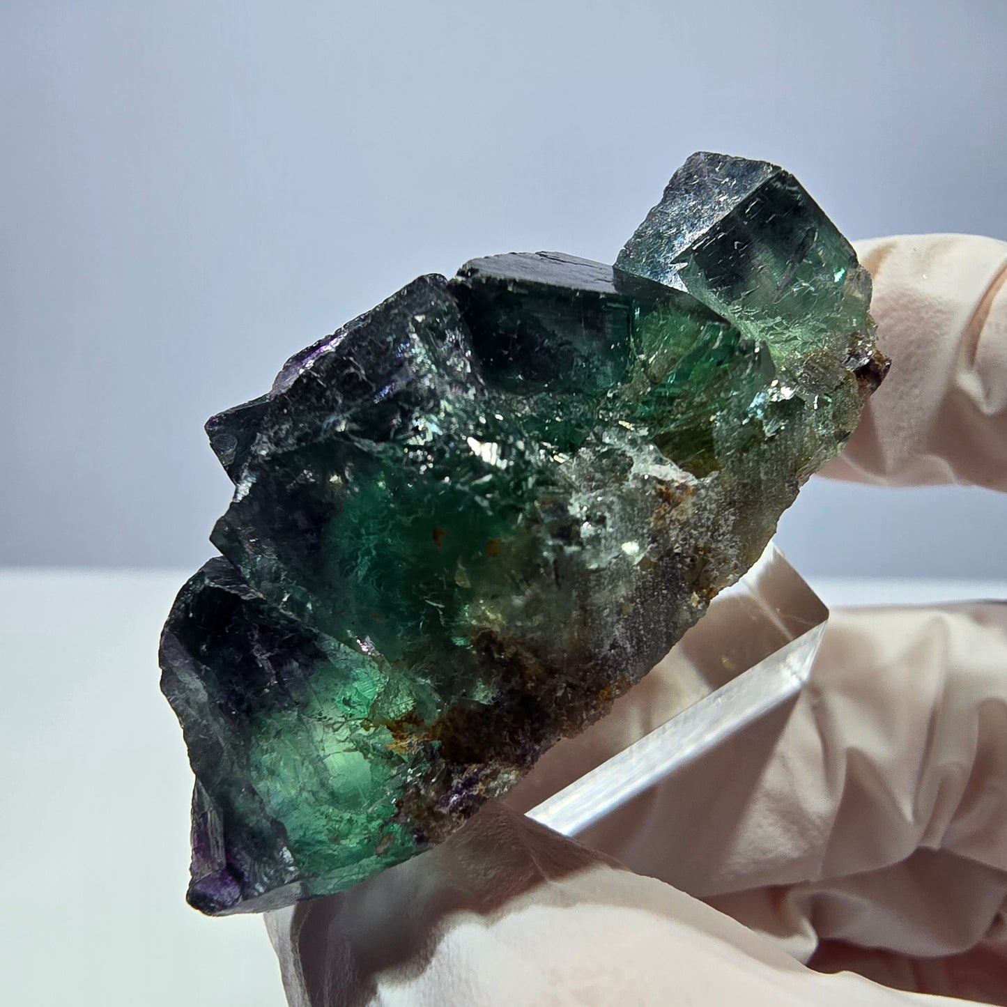 Seltene Phantom Fluorit Würfel Stufe, grün lila Okorusu, Namibia 46*30*20mm