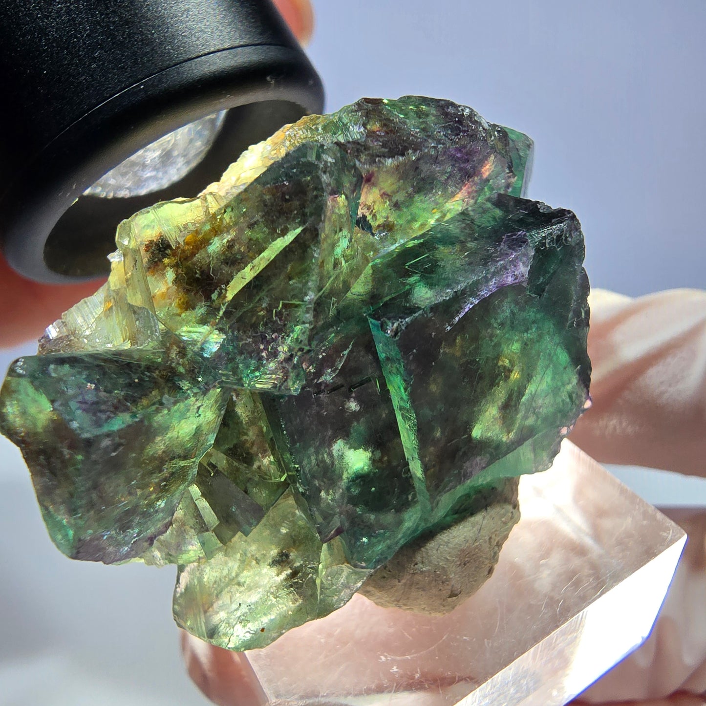 Seltene Phantom Fluorit Würfel Stufe, grün lila Okorusu, Namibia 46*30*20mm